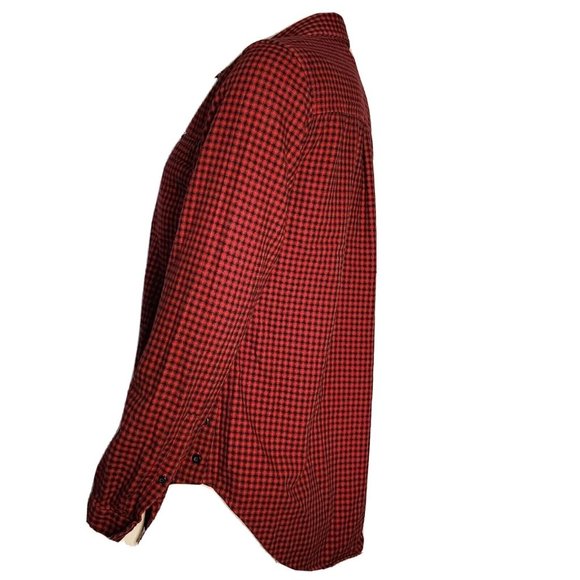 LANDS END Red Black Plaid Long Sleeve Button Down Shirt Womens Size S Small - Picture 2 of 7